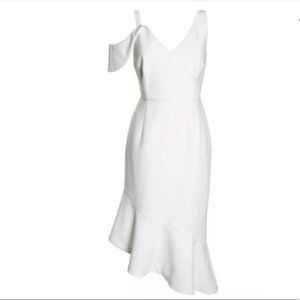 Chelsea28 White Ruffle Asymetrical Hem Dress
